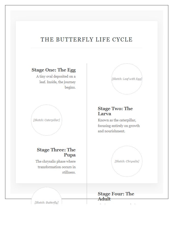 Hand Illustrated Butterfly Life Cycle Timeline Printable Chart