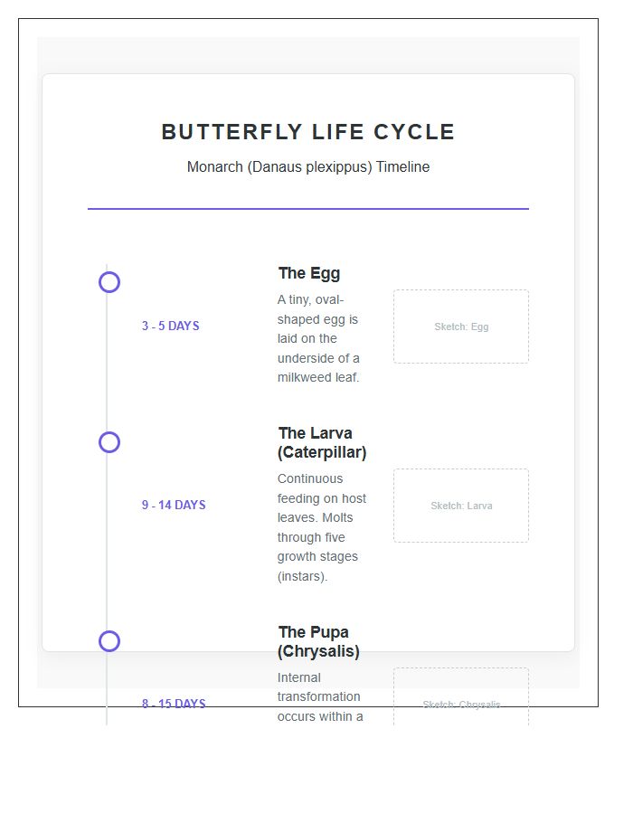 Realistic Butterfly Life Cycle Timeline Printable Chart