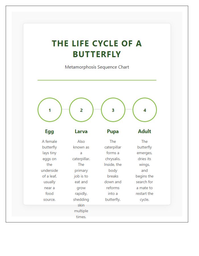 Science Classroom Butterfly Life Cycle Timeline Printable Chart