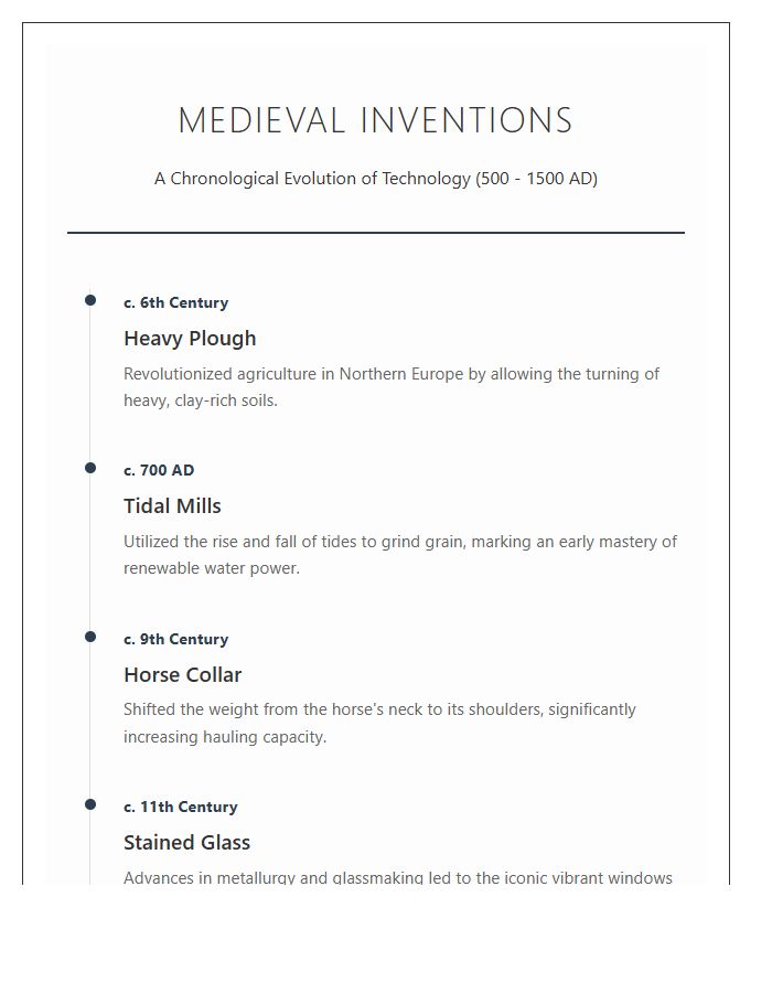 Medieval Inventions Chronology Timeline Printable Chart
