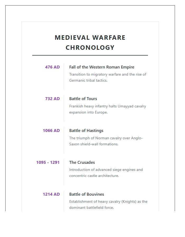 Medieval Warfare Chronology Timeline Printable Chart