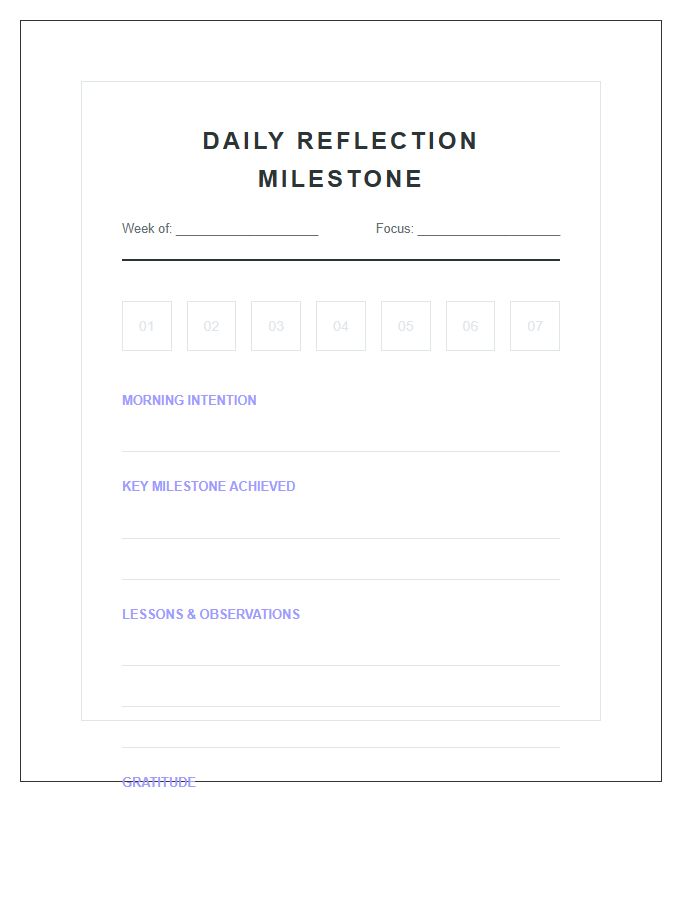 Daily Reflection Milestone Printable Chart