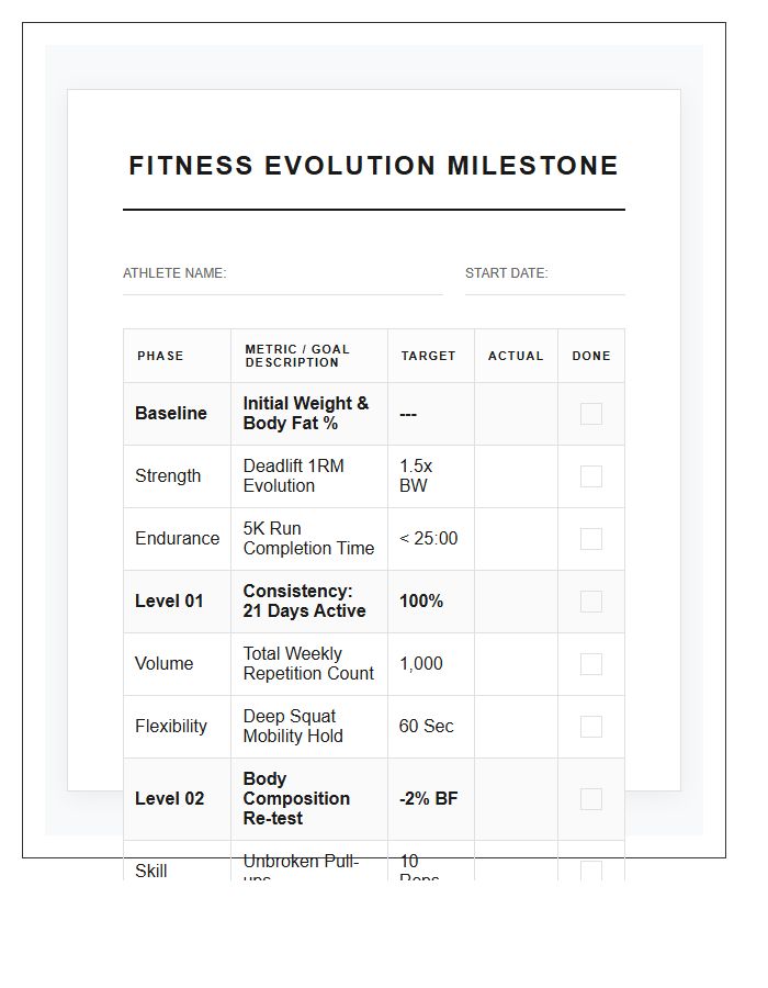 Fitness Evolution Milestone Printable Chart