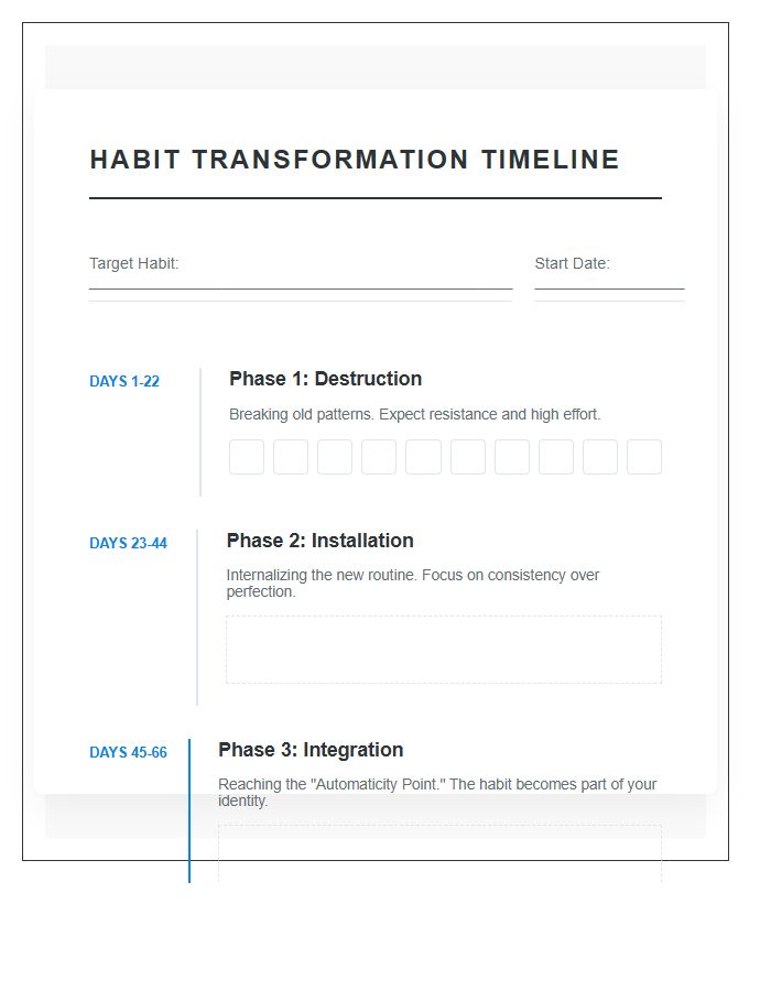 Habit Transformation Timeline Printable Chart