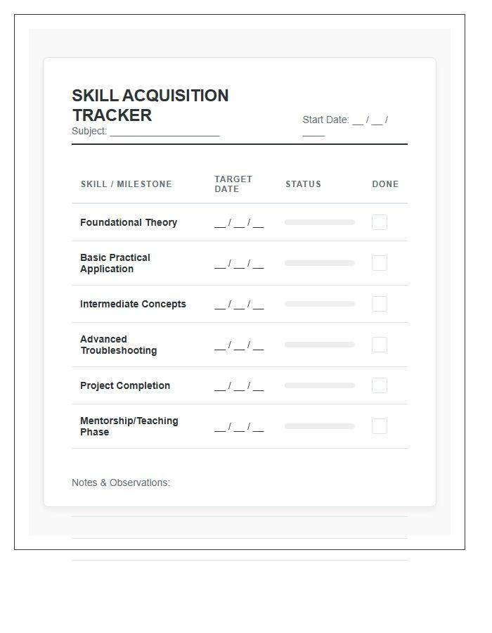 Skill Acquisition Milestone Printable Chart