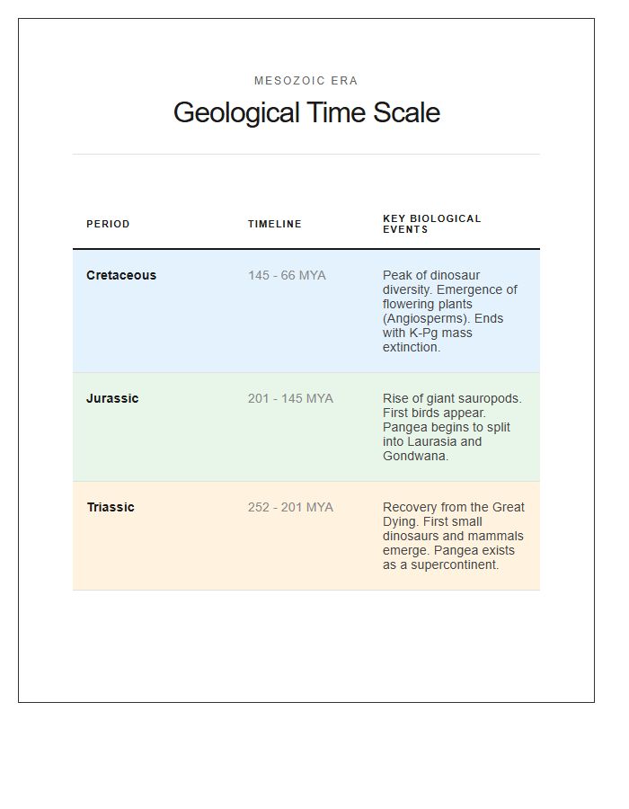 Geological Time Scale Prehistoric Era Dinosaurs Timeline Printable Chart