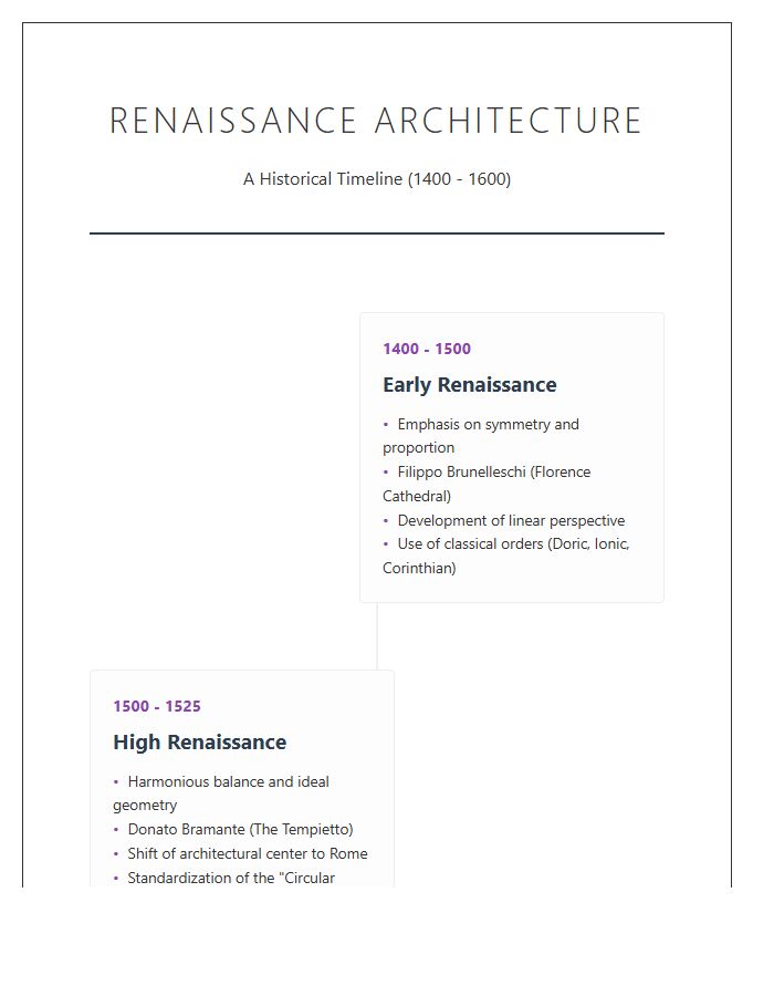 Renaissance Architecture History Timeline Chart Printable
