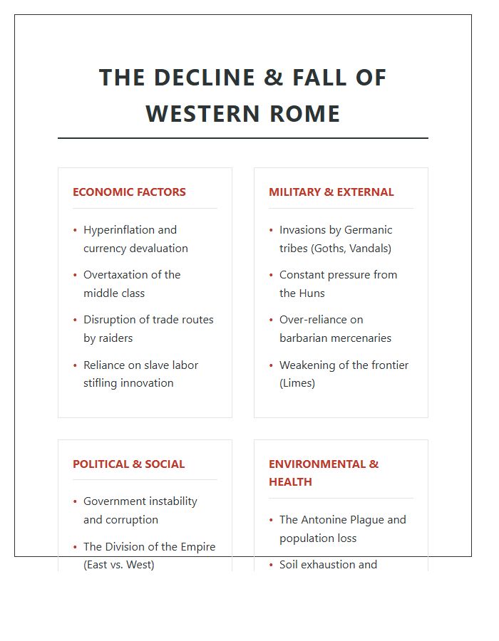 Decline Of The Western Roman Empire Printable Chart