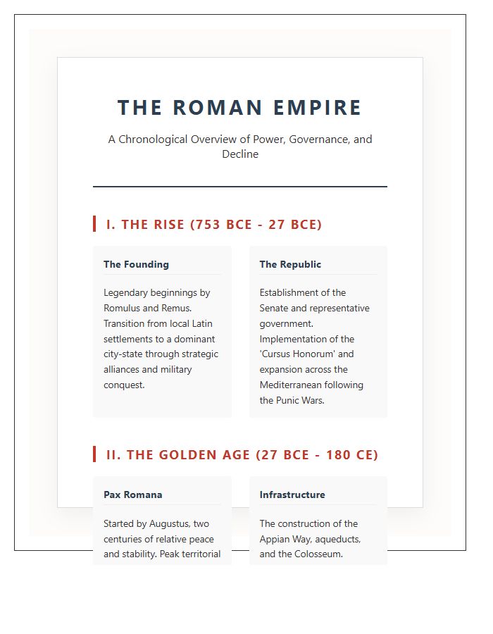 Rise And Fall Of Rome Educational Printable Chart