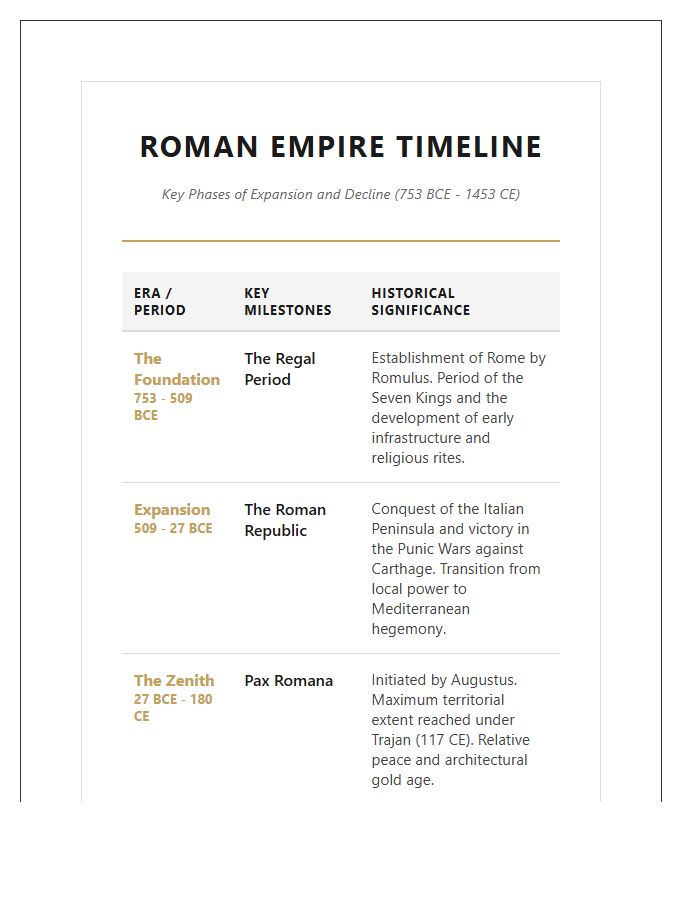 Roman Empire Expansion And Decline Printable Chart