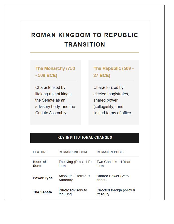 Roman Kingdom To Republic Transition Printable Chart