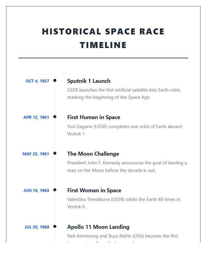 Historical Space Race Timeline Printable Chart
