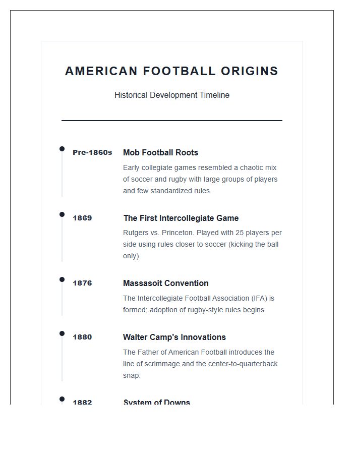 American Football Origins Timeline Printable Chart