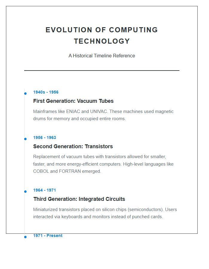Evolution Of Computing Technology History Timeline Printable Chart