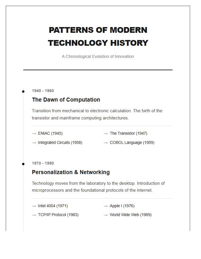 Patterns Of Modern Technology History Timeline Printable Chart