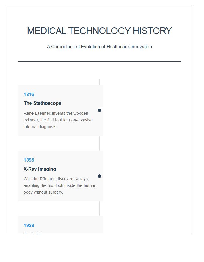 Progress Of Medical Technology History Timeline Printable Chart