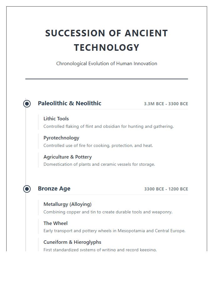 Succession Of Ancient Technology History Timeline Printable Chart