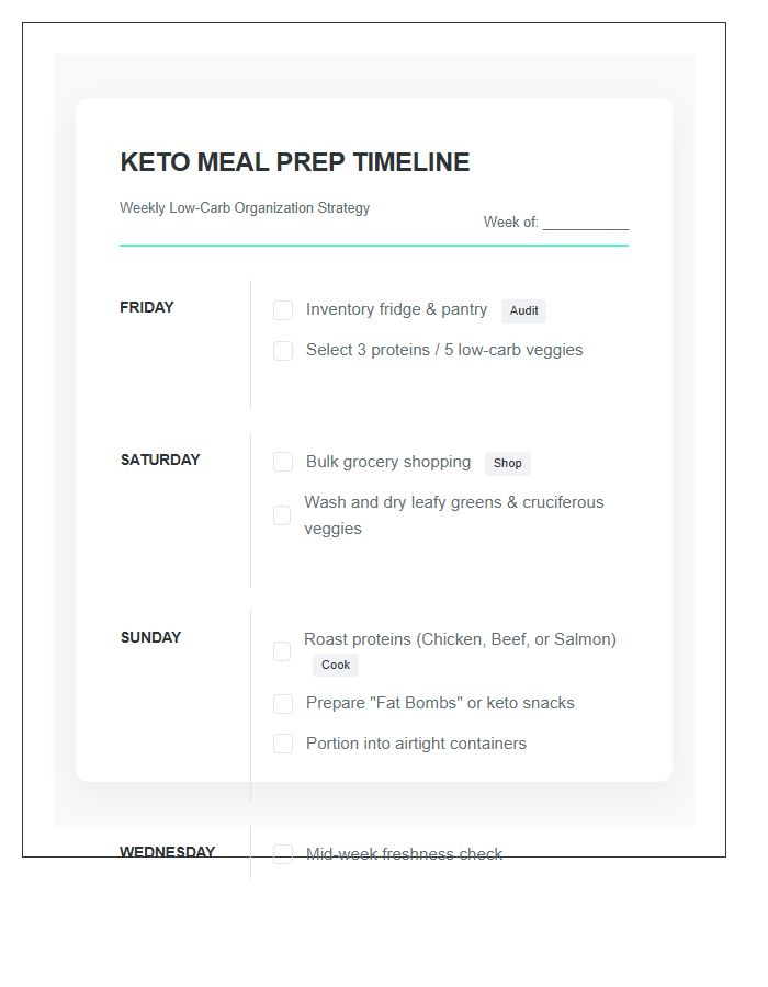 Keto Meal Prep Timeline Printable Chart