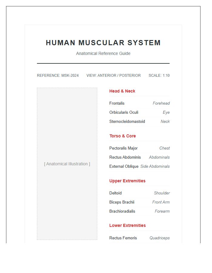 Professional Human Muscle Printable Chart