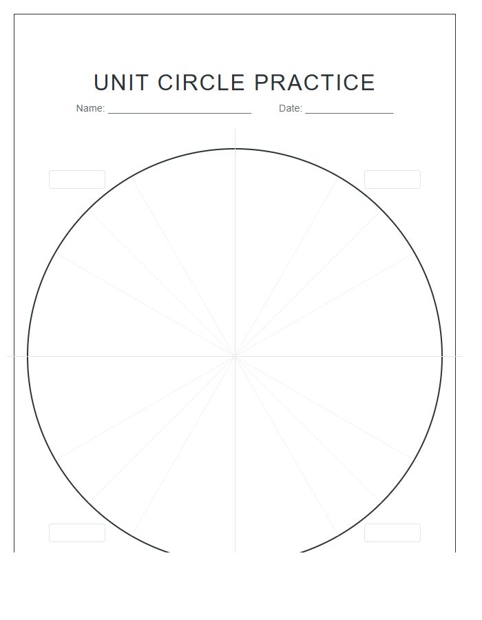 Blank Unit Circle Practice Chart Printable