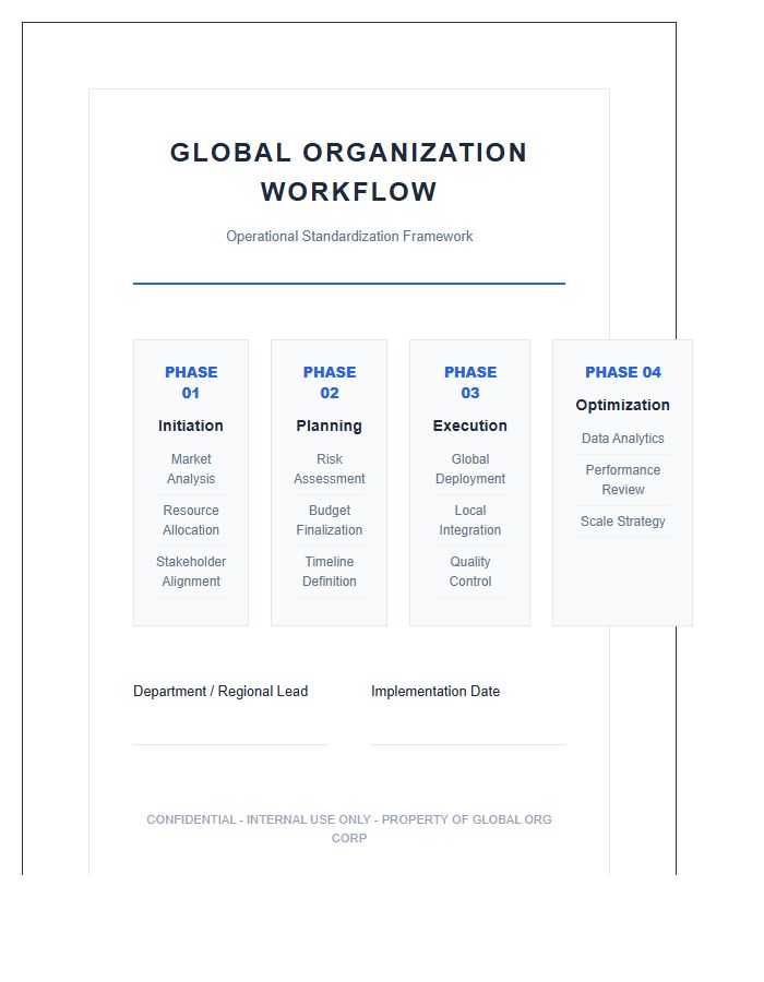 Global Organization Workflow Printable Chart Design