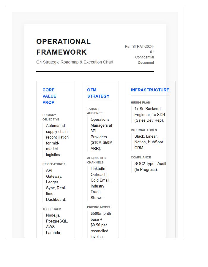 Startup Operational Framework Printable Chart Graphic