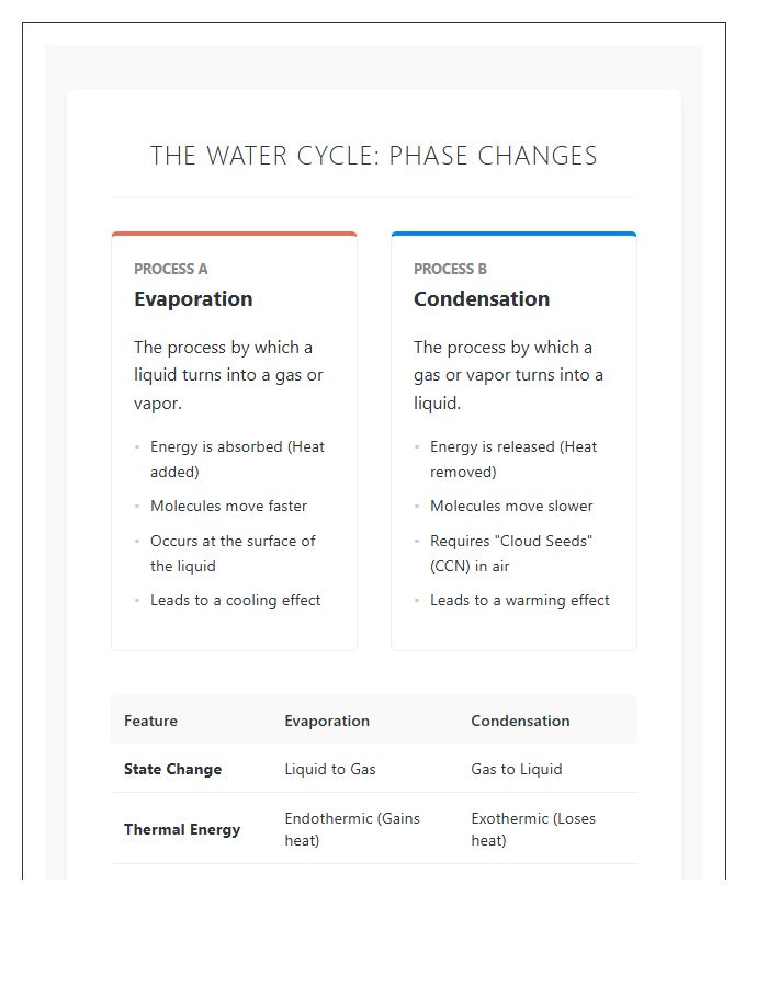 Evaporation And Condensation Printable Study Chart