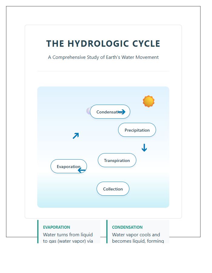 Hydrologic Cycle Diagram Educational Printable Chart