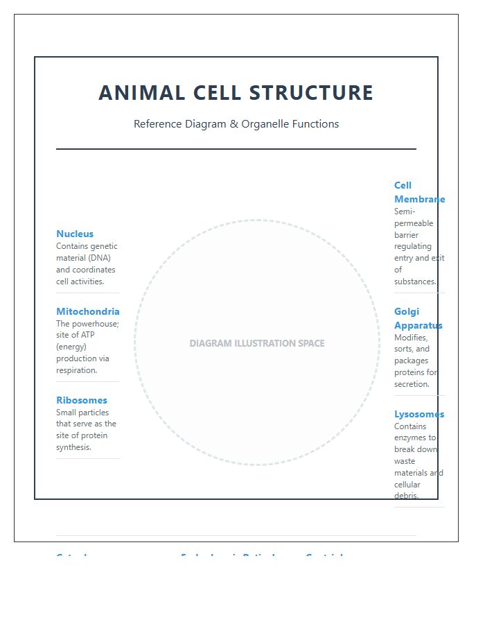 Detailed Animal Cell Structure Printable Chart Diagram