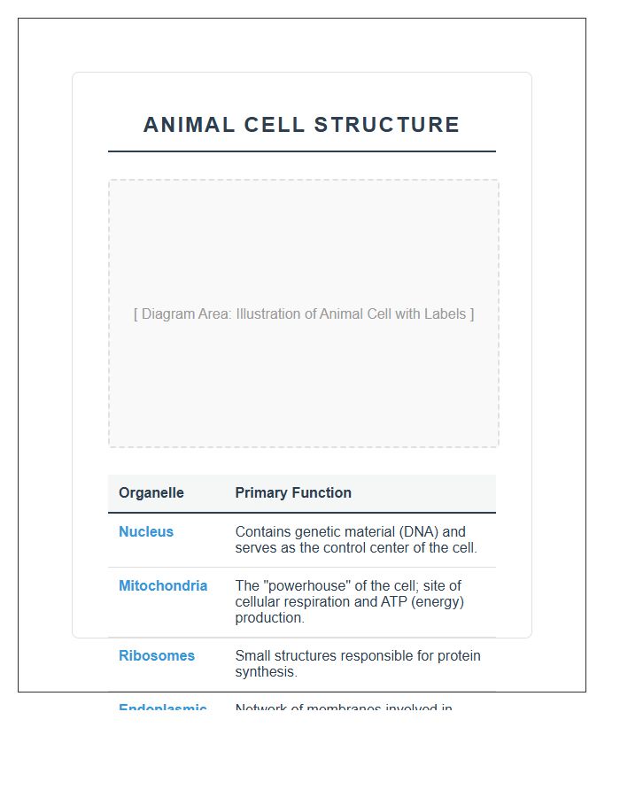 Educational Animal Cell Structure Printable Chart
