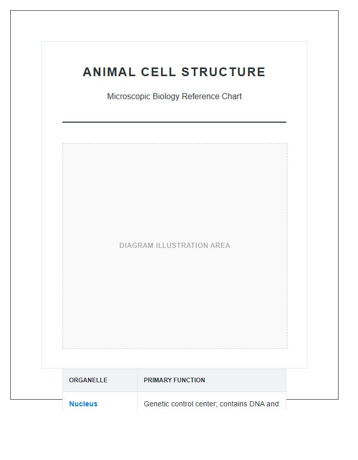 Microscopic Biology Animal Cell Printable Chart