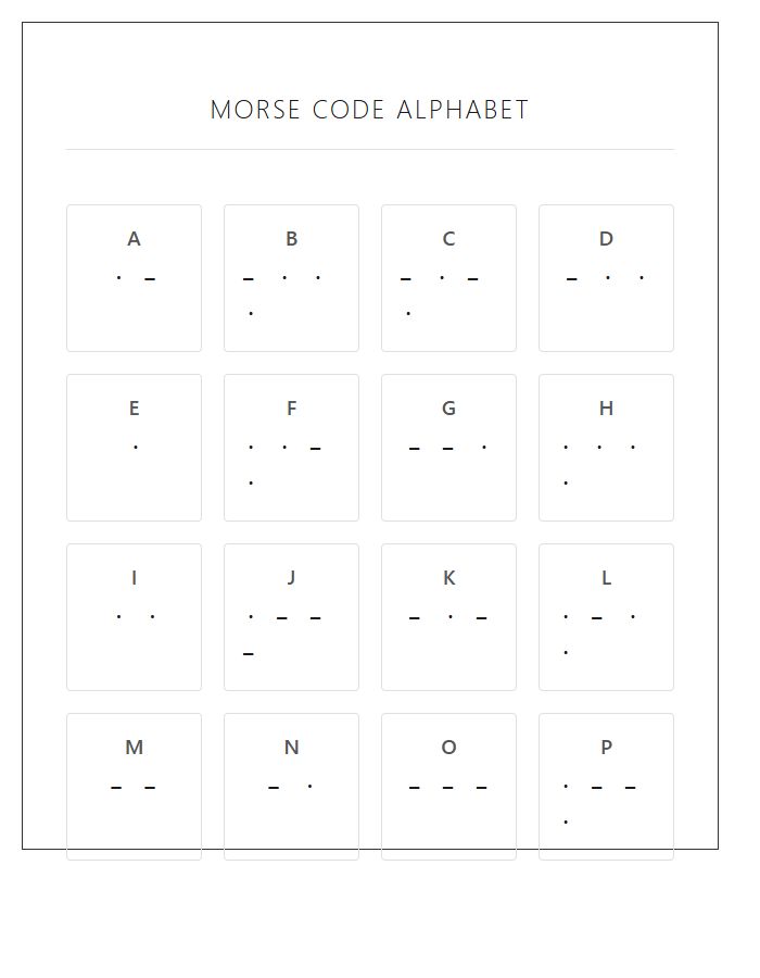 Beginner Morse Code Alphabet Printable Chart