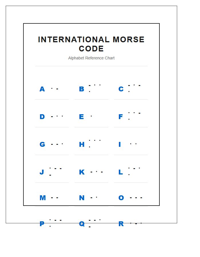 Classroom Morse Code Alphabet Chart Printable