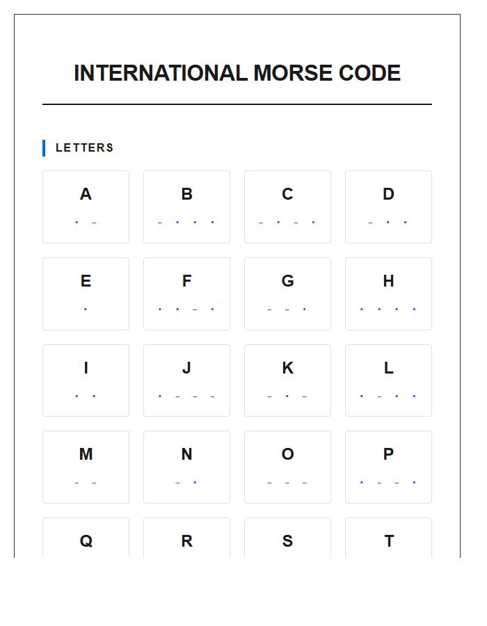 Detailed Morse Code Alphabet Diagram Printable Chart