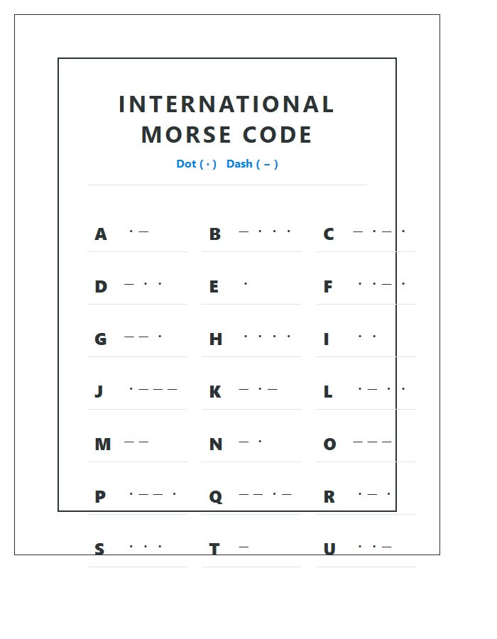 Educational Morse Code Alphabet Chart Printable