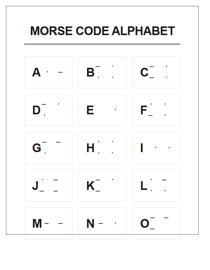 Large Print Morse Code Alphabet Chart Printable