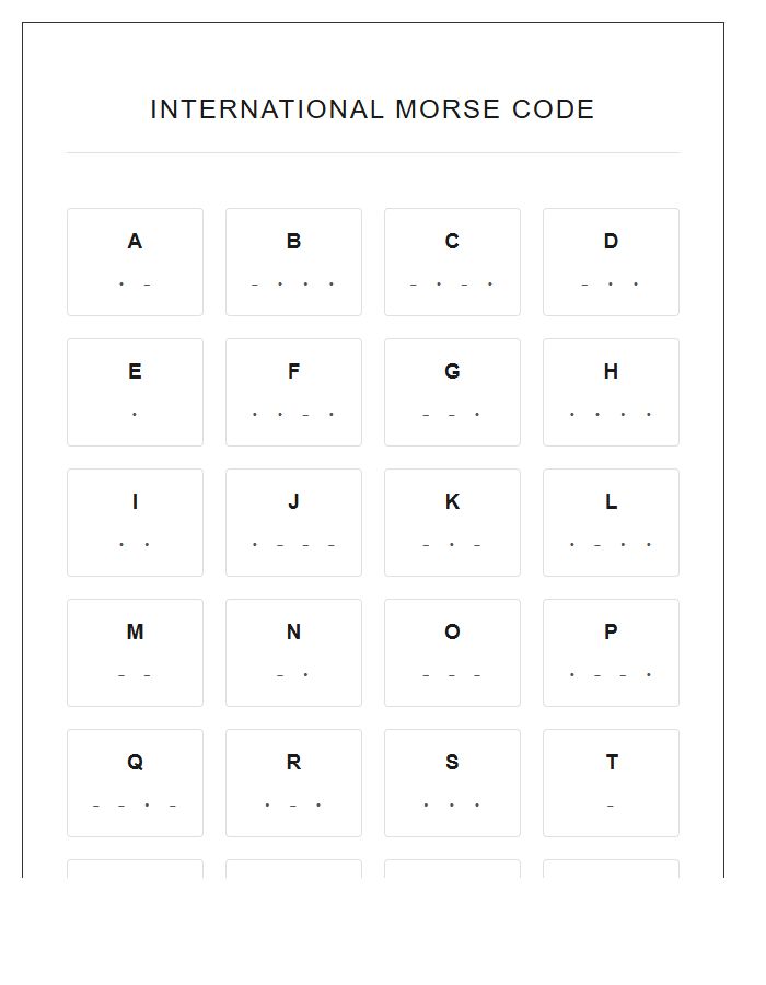 Morse Code Alphabet Printable Chart