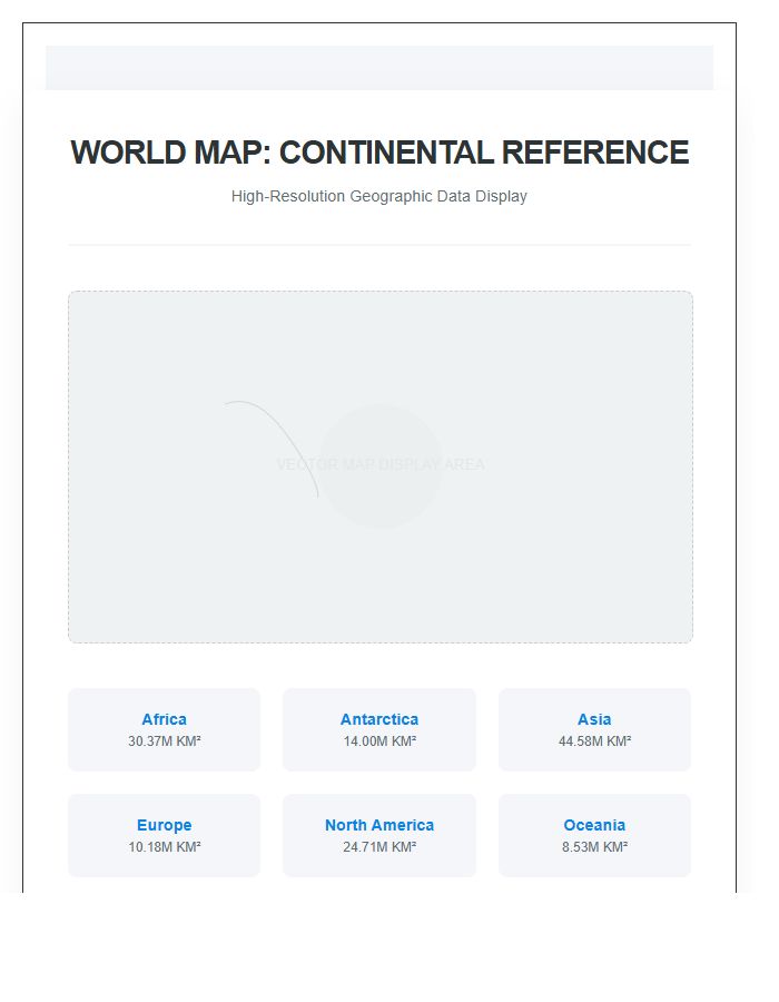 High Resolution World Map Continents Printable Chart Display