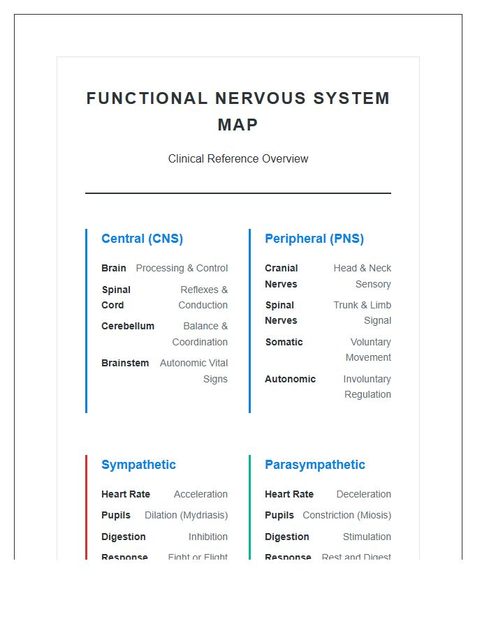 Functional Nervous System Map Printable Overview Chart