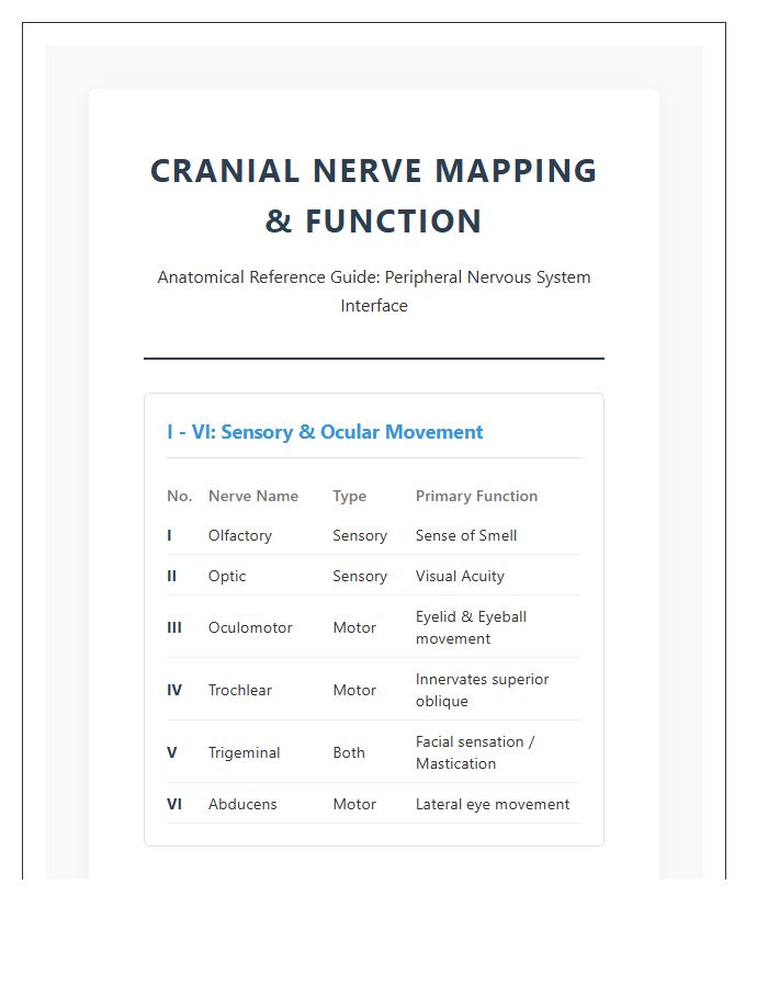 Human Brain Nerve Map Printable Detailed Chart
