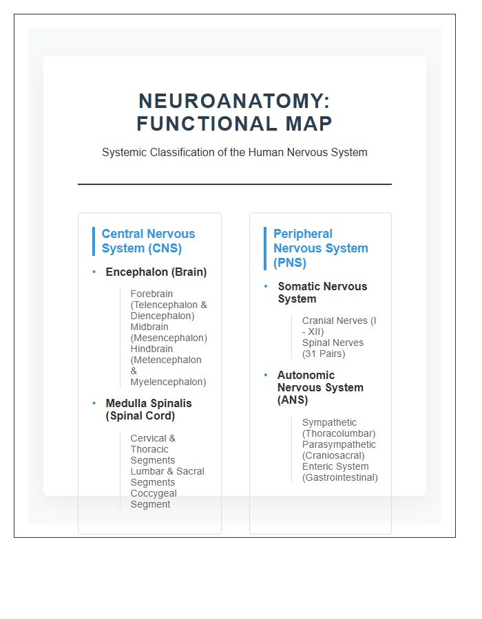 Neuroanatomy Nervous System Map Printable Professional Chart