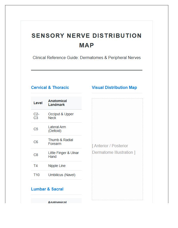 Sensory Nerve Distribution Map Printable Guide Chart