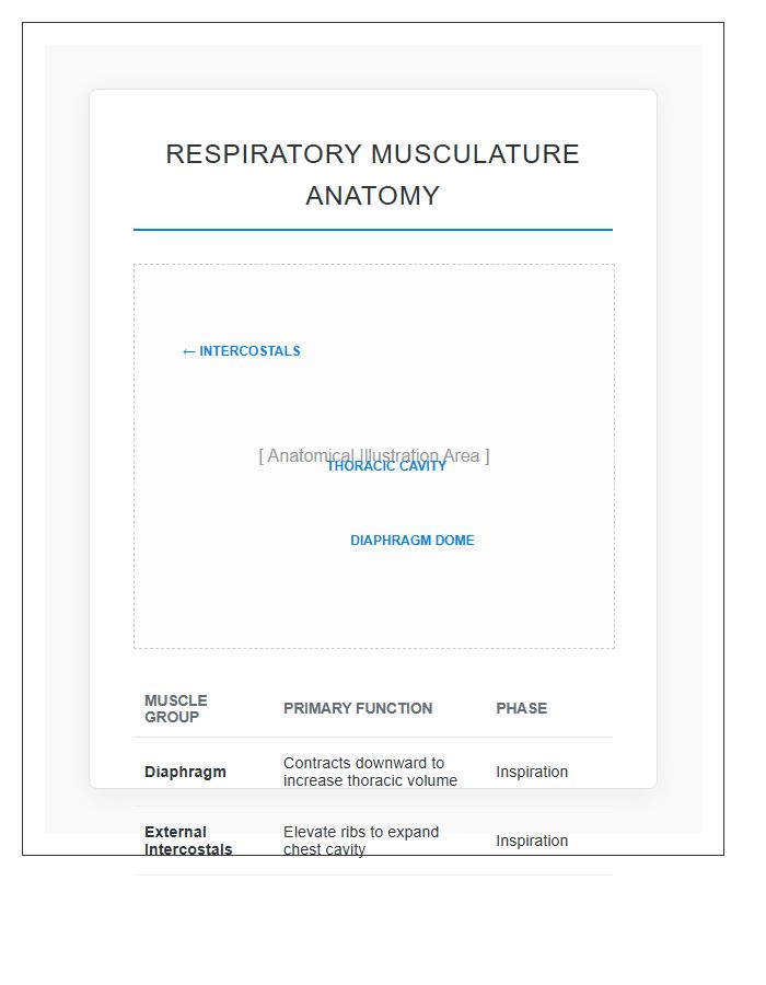 Diaphragm And Respiratory Muscles Printable Chart Diagram