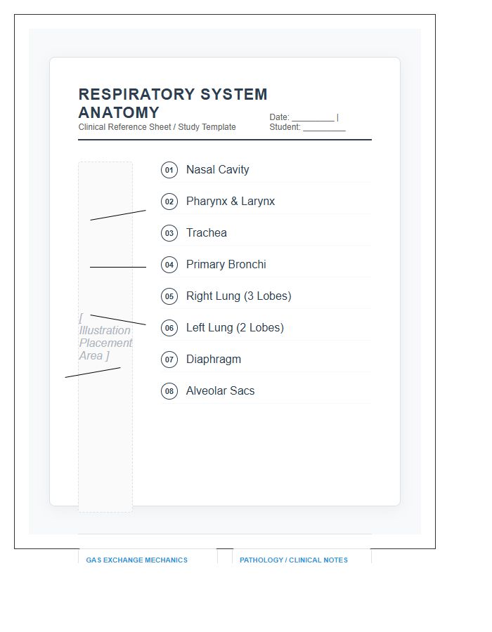 Medical Student Respiratory System Printable Chart Diagram