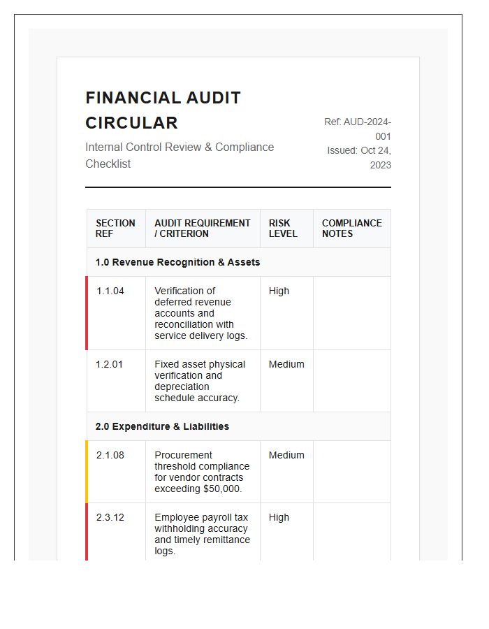 Financial Audit Circular Printable Chart Structure