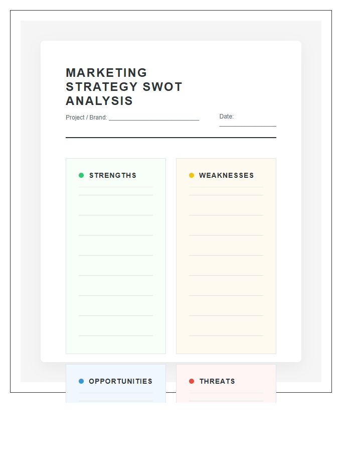 Blank Marketing Strategy Swot Analysis Printable Chart
