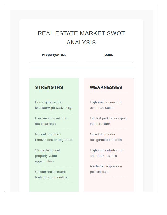 Real Estate Market Swot Analysis Printable Chart
