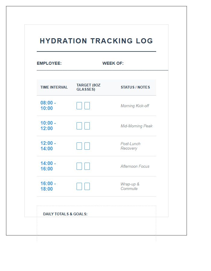 Hydration Desk Stay Refreshed: Your Essential Daily Water Intake Tracker Printable ...