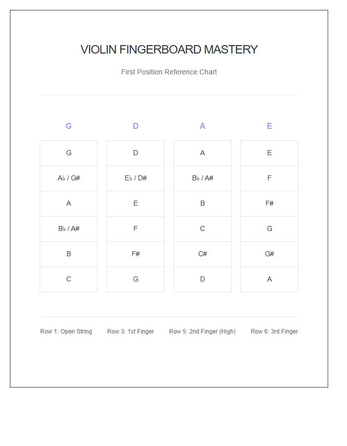 Violin Fingerboard Mastery Guide Printable Chart