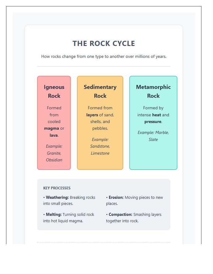 Elementary Student Rock Cycle Printable Chart